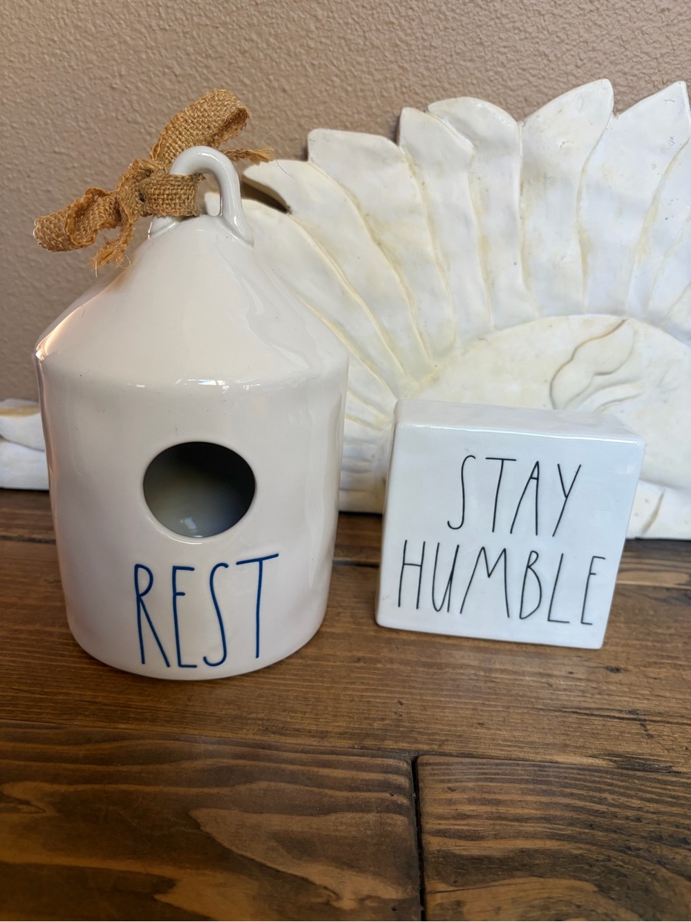 Rae Dunn Lot Rest Bird House Stay Humble Be Kind Ceramic Sign